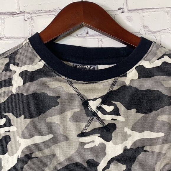 Avirex Camo Crew Thermal‎ Long Sleeve Grey /Black M - Picture 7 of 10